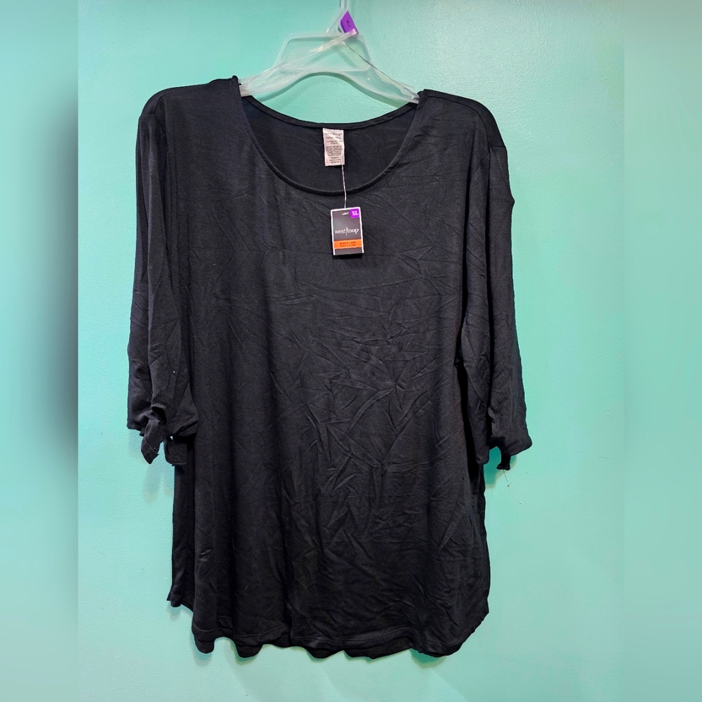 Black Bow Sleeve Tunic Top